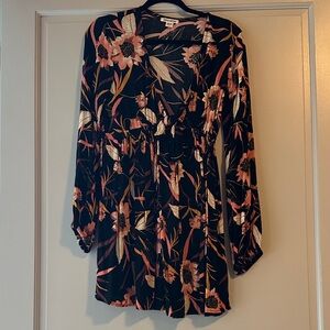 Billabong Floral Long Sleeve Midi Dress